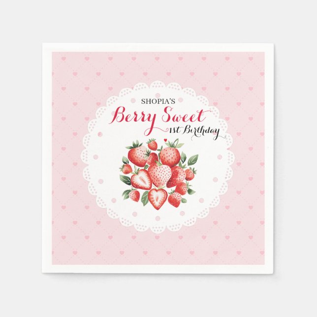 Guardanapo De Papel Primeiro aniversario Berry Sweet (Frente)