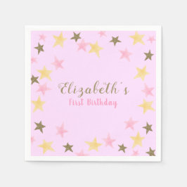 Guardanapo De Papel primeiro aniversario Brilha Pequena Garota Rosa Es