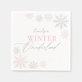 Guardanapo De Papel Primeiro aniversario Cinza Rosa-Rosa da Onederland