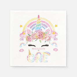 Guardanapo De Papel Primeiro Aniversário Colorido do Unicórnio