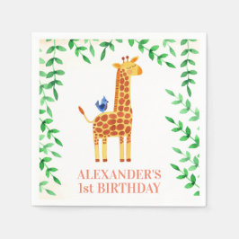 Guardanapo De Papel primeiro aniversario Cute Girafa & Bird WhimsParty