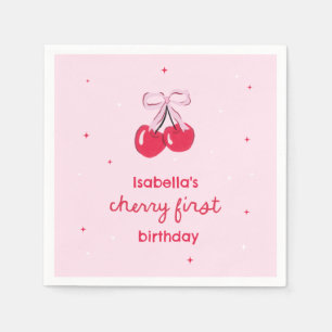 Guardanapo De Papel Primeiro aniversário da Cherry com Arco de pré-dis