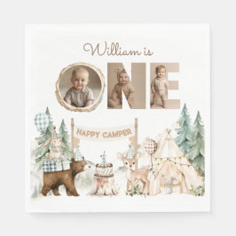 Guardanapo De Papel Primeiro Aniversário da Foto Feliz do Camper