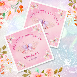 Guardanapo De Papel Primeiro aniversario da moça de borboleta rosa Pas