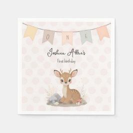 Guardanapo De Papel Primeiro Aniversário da Pequena Fawn Florestal