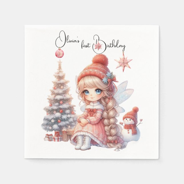 Guardanapo De Papel Primeiro aniversario da Primeira Rapariga (Frente)