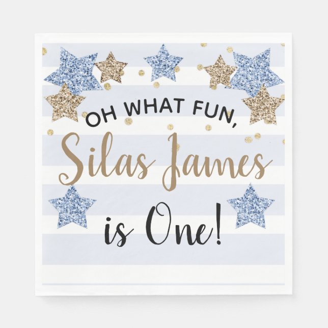 Guardanapo De Papel Primeiro aniversario das Estrelas Brilhante Nápole (Frente)