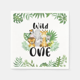 Guardanapo De Papel Primeiro aniversario de Animais Safari Selvagens C