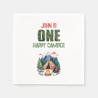Guardanapo De Papel Primeiro aniversario de Aquarela de Camper Feliz M