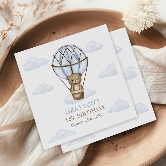 Guardanapo De Papel Primeiro aniversario de Balões de Ar Quente do Blu (Criador carregado)