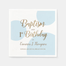 Guardanapo De Papel Primeiro aniversario de Batismo Dourado Azul
