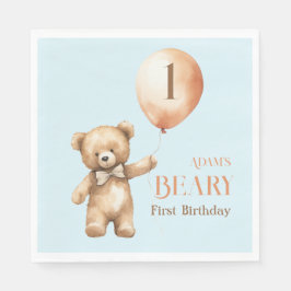 Guardanapo De Papel Primeiro aniversario de Bear Blue Boy Minimer