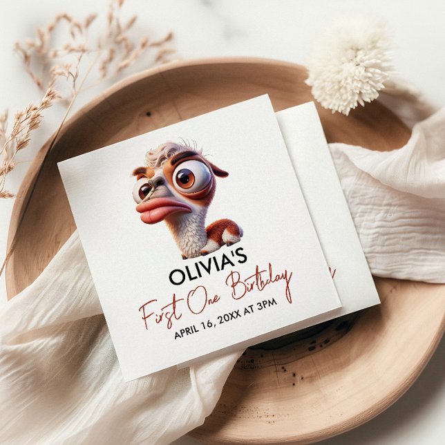 Guardanapo De Papel Primeiro aniversario de Caricatura Engraçado Llama (Criador carregado)