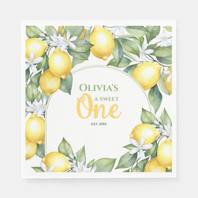Guardanapo De Papel Primeiro aniversario de citrinos de limão do parti (Frente)