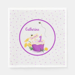 Guardanapo De Papel Primeiro aniversario de Cupcake de margarida