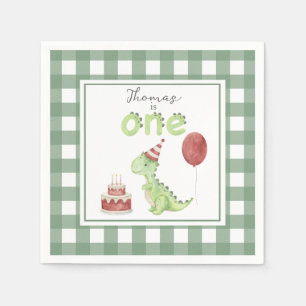 Guardanapo De Papel Primeiro aniversario de Dinossauro de Aquarela