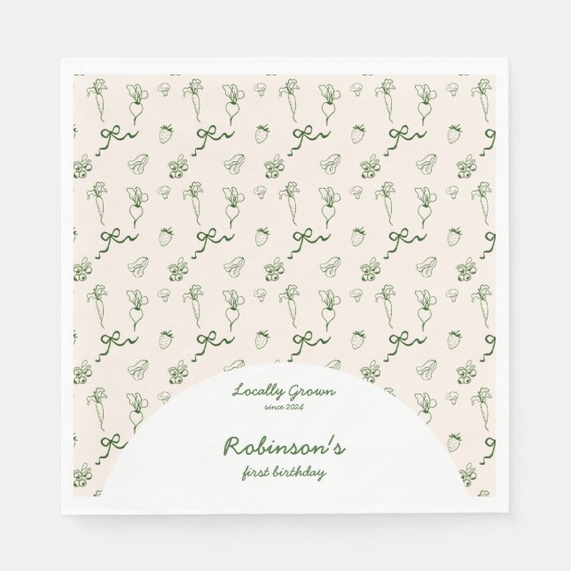 Guardanapo De Papel Primeiro aniversario de Fazenda desenhado localmen (Frente)