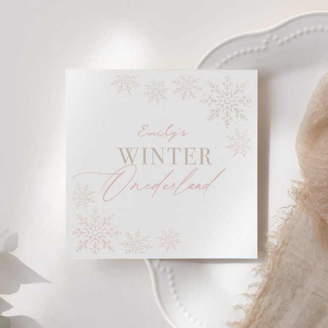 Guardanapo De Papel Primeiro aniversario de flocos de neve rosa-rosa d (Criador carregado)