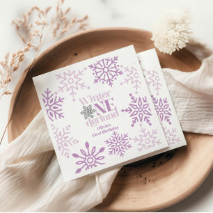 Guardanapo De Papel Primeiro aniversario de flocos de neve roxa da Hol