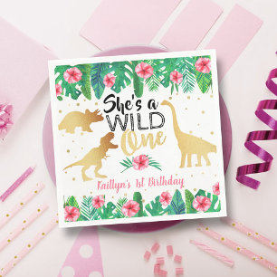Guardanapo De Papel primeiro aniversario de Garotas do Dinossauro Selv