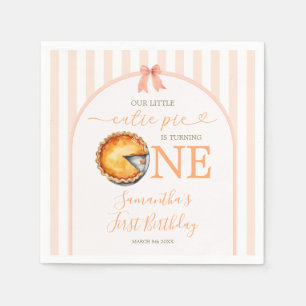 Guardanapo De Papel Primeiro aniversario de Gingham Laranja Cutie Pie