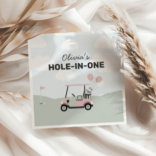 Guardanapo De Papel Primeiro aniversario De Golfe Rosa-Buraco-Em-Um, D