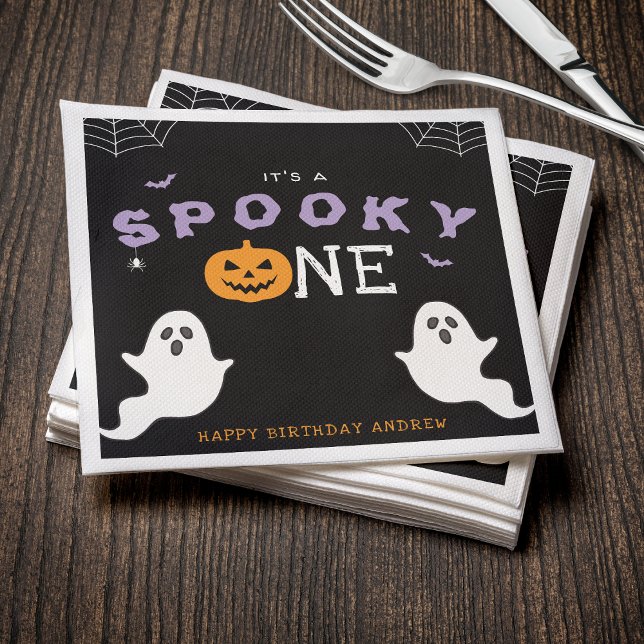 Guardanapo De Papel Primeiro aniversario de Halloween Spooky One Ghost (Halloween 1st Birthday Spooky One Ghost Gothic Napkins
)