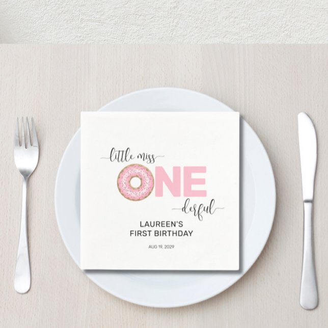 Guardanapo De Papel Primeiro aniversario de MIs Pequeno e Rosa (Criador carregado)