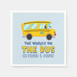 Guardanapo De Papel Primeiro aniversario de ônibus escolar amarelo