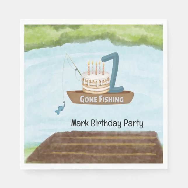 Guardanapo De Papel Primeiro aniversario de pesca (Frente)