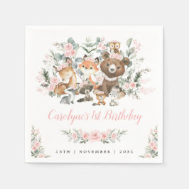 Guardanapo De Papel Primeiro aniversario de Raízes Rosa Suaves