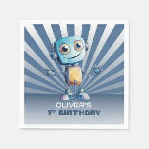 Guardanapo De Papel Primeiro aniversario de Tema de Robô Retroativo