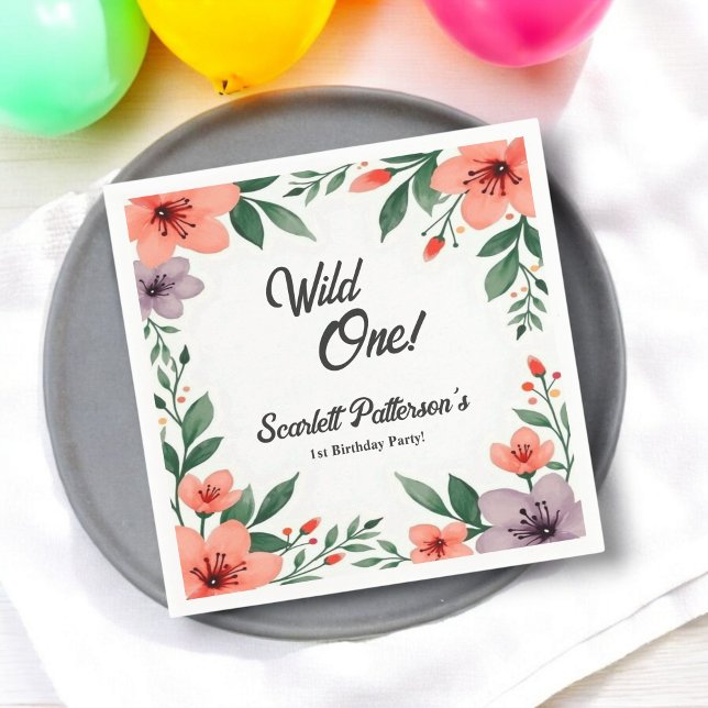 Guardanapo De Papel Primeiro aniversario de Verão Rustic Floral Garden (Criador carregado)