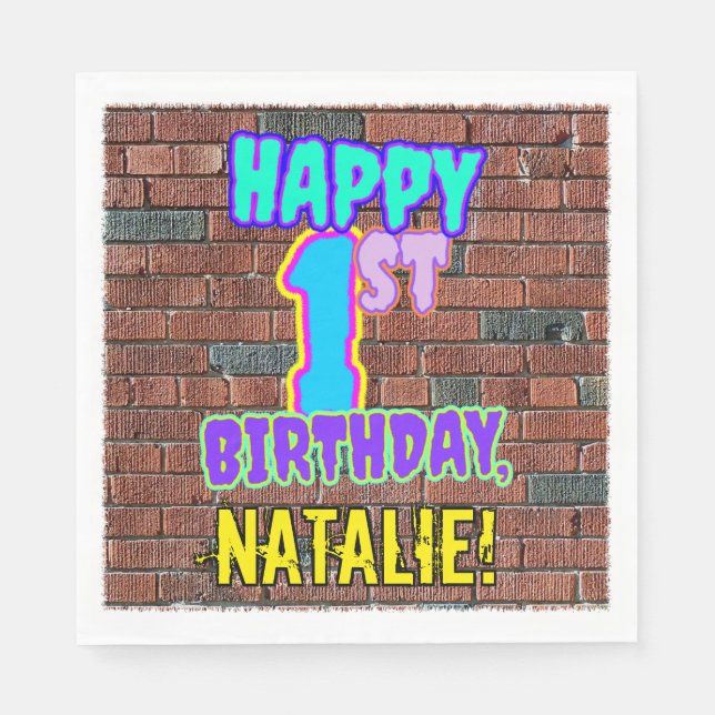 Guardanapo De Papel primeiro aniversario ~ Divertido, Grafite Urbano I (Frente)