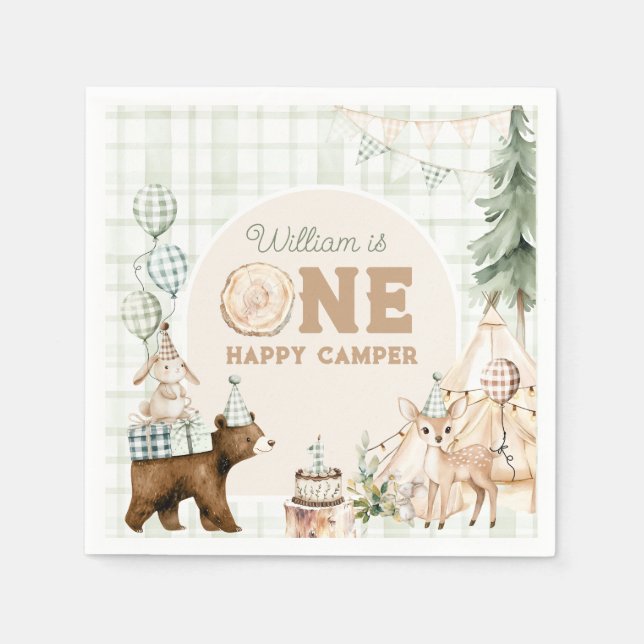 Guardanapo De Papel Primeiro Aniversário do Camper Feliz (Frente)