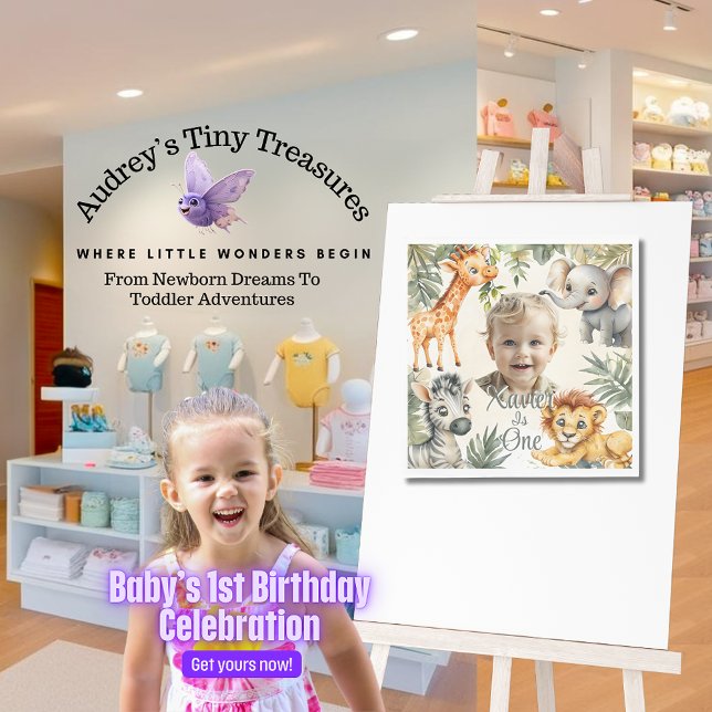 Guardanapo De Papel Primeiro Aniversário do Menino - Selva Safari Napk (Criador carregado)