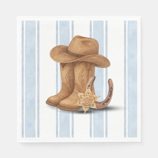 Guardanapo De Papel Primeiro Aniversário do Oeste | Cowboy | Primeira  (Frente)