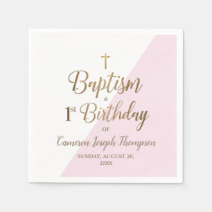 Guardanapo De Papel Primeiro Aniversário e batismo Cruz Dourada Branca
