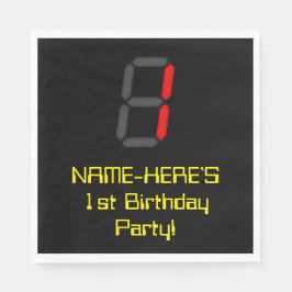Guardanapo De Papel primeiro aniversario: Estilo de Relógio Digital Ve