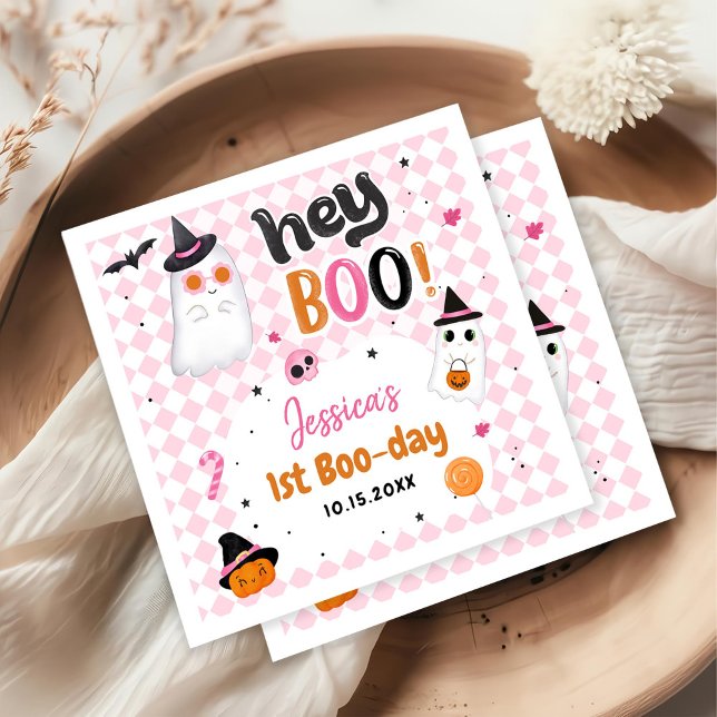 Guardanapo De Papel Primeiro aniversario Fantasma Rosa Halloween (Criador carregado)