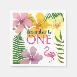 Guardanapo De Papel Primeiro aniversario Flamingo Rosa