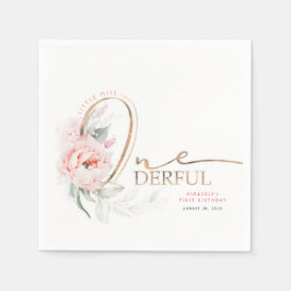 Guardanapo De Papel Primeiro aniversario Floral da Menina Onelinda