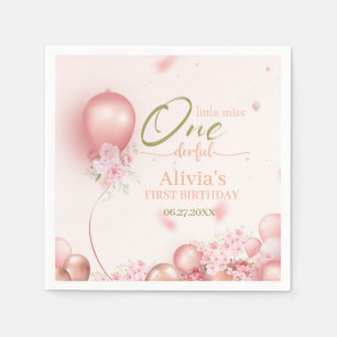 Guardanapo De Papel Primeiro aniversario Floral Rosa Magnífico