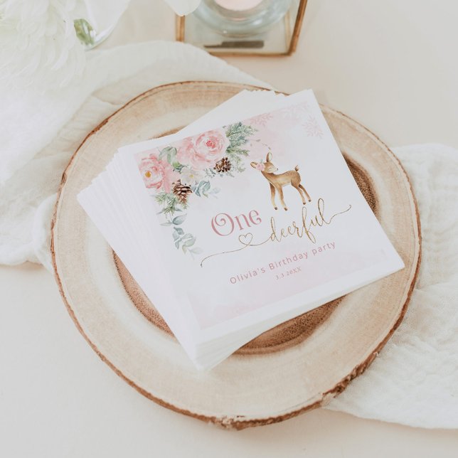 Guardanapo De Papel Primeiro aniversário inverno Um veado de aniversár (Criador carregado)