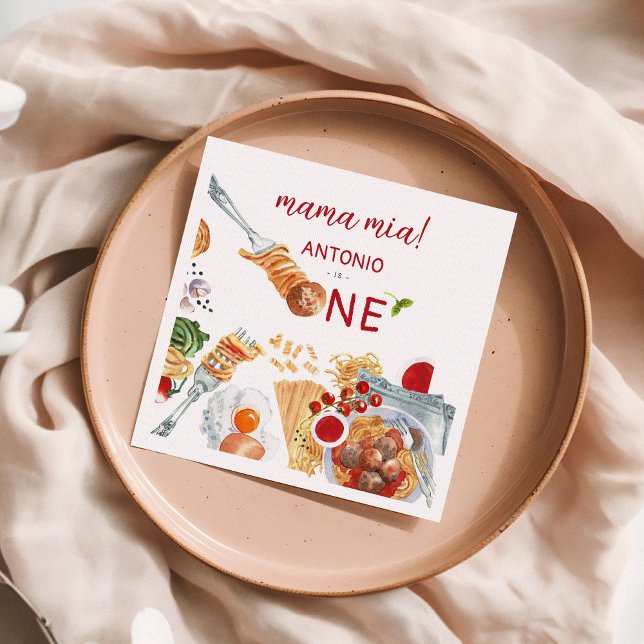 Guardanapo De Papel Primeiro aniversario Italiano de Aquarela (Criador carregado)