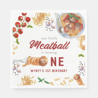 Guardanapo De Papel Primeiro aniversario Italiano De Meatball Em Aquar