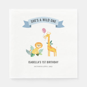 Guardanapo De Papel Primeiro aniversario Lion Giraffe de Animais Flore