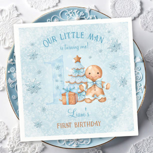 Guardanapo De Papel primeiro aniversario Pão-Pão Homem Menino Azul Nat