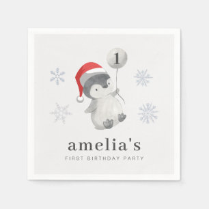 Guardanapo De Papel Primeiro aniversario Penguin Balloon