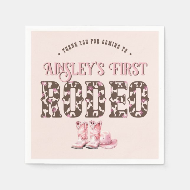 Guardanapo De Papel Primeiro aniversario Personalizado Cor-de-Rosa Cor (Frente)